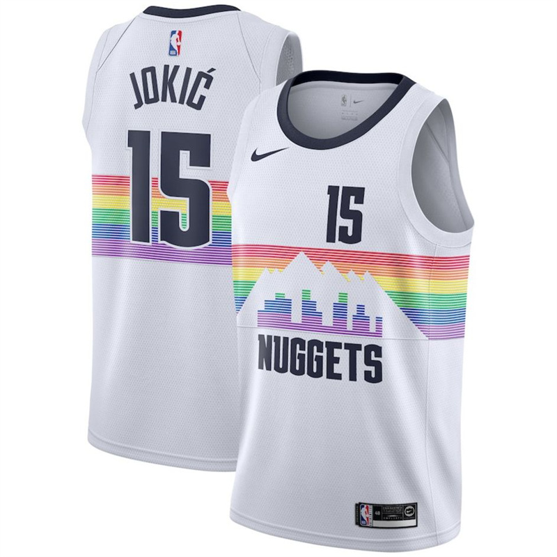 Men's Denver Nuggets #15 Nikola Jokic White Icon Edition Stitched Jersey